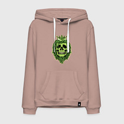Толстовка-худи хлопковая мужская Green Skull, цвет: пыльно-розовый