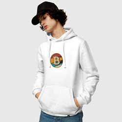 Толстовка-худи хлопковая мужская Биткоин в стиле ретро Retro Bitcoin, цвет: белый — фото 2