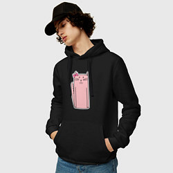 Толстовка-худи хлопковая мужская Розовая кошечка, цвет: черный — фото 2