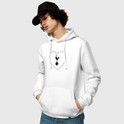 Толстовка-худи хлопковая мужская Лого Tottenham в сердечке, цвет: белый — фото 2