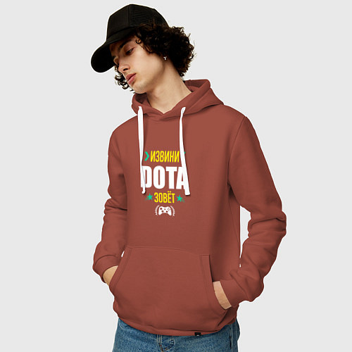 Мужская толстовка-худи Извини Dota Зовет / Кирпичный – фото 3