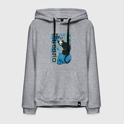 Толстовка-худи хлопковая мужская Футболка с изображением черепа кошки, цвет: меланж