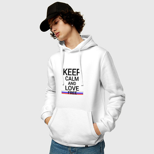 Мужская толстовка-худи Keep calm Free Свободный / Белый – фото 3