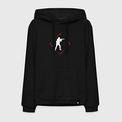 Толстовка-худи хлопковая мужская Символ Counter Strike в красном ромбе, цвет: черный