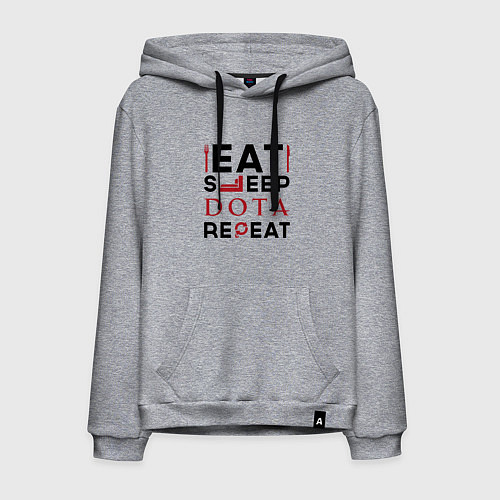 Мужская толстовка-худи Надпись: Eat Sleep Dota Repeat / Меланж – фото 1