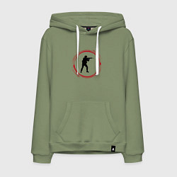 Толстовка-худи хлопковая мужская Символ Counter Strike и красная краска вокруг, цвет: авокадо