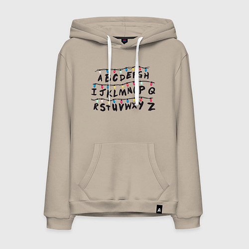 Мужская толстовка-худи STRANGER THINGS ALPHABET / Миндальный – фото 1