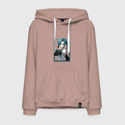 Толстовка-худи хлопковая мужская Hatsune Miku Drain, цвет: пыльно-розовый