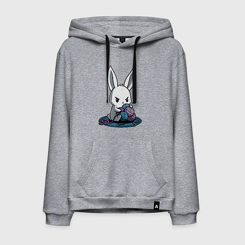Мужская толстовка-худи Зайчонок обнял клубки The bunny hugged the balls / Меланж – фото 1