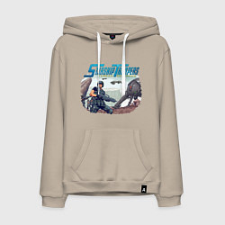 Толстовка-худи хлопковая мужская Starship Troopers высадка десанта, цвет: миндальный