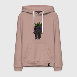 Толстовка-худи хлопковая мужская Притаившийся маленький крылан, цвет: пыльно-розовый
