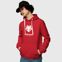 Толстовка-худи хлопковая мужская Гвардия ворона лого винтаж, цвет: красный — фото 2
