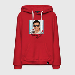 Толстовка-худи хлопковая мужская Юрий Шатунов автограф, цвет: красный