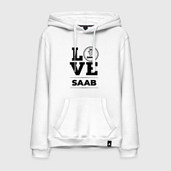 Толстовка-худи хлопковая мужская Saab Love Classic, цвет: белый