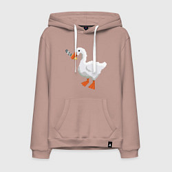 Толстовка-худи хлопковая мужская Гусь с ножом опасный , PixelArt, цвет: пыльно-розовый