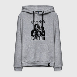 Толстовка-худи хлопковая мужская Led Zeppelin Black, цвет: меланж