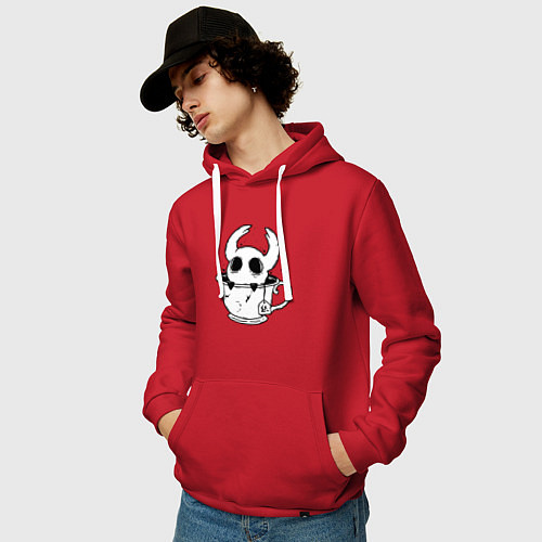 Мужская толстовка-худи Hollow Knight рыцарь в чашке / Красный – фото 3