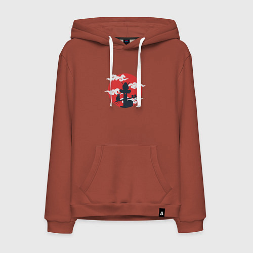 Мужская толстовка-худи НИНДЗЯ С КОТИКОМ / Кирпичный – фото 1