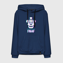 Толстовка-худи хлопковая мужская FNAF в стиле glitch и баги графики, цвет: тёмно-синий