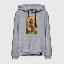 Толстовка-худи хлопковая мужская Иисус и капибара, цвет: меланж