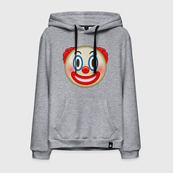 Толстовка-худи хлопковая мужская Эмодзи Клоун, цвет: меланж