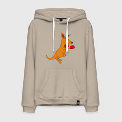 Толстовка-худи хлопковая мужская Кенгуру занимается боксом, цвет: миндальный