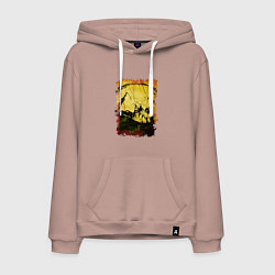 Толстовка-худи хлопковая мужская Джип на склоне, цвет: пыльно-розовый