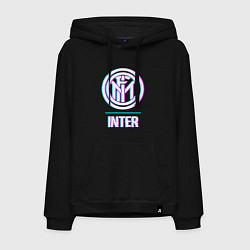 Толстовка-худи хлопковая мужская Inter FC в стиле glitch, цвет: черный