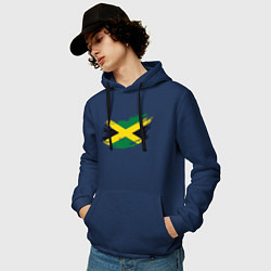 Толстовка-худи хлопковая мужская Jamaica Flag, цвет: тёмно-синий — фото 2