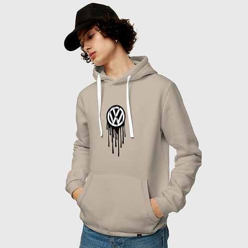 Мужская толстовка-худи Volkswagen - art logo / Миндальный – фото 3