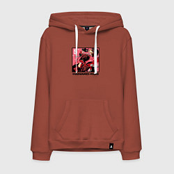 Толстовка-худи хлопковая мужская Поющий Ханако - Туалетный мальчик Ханако кун, цвет: кирпичный