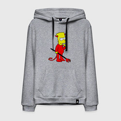 Толстовка-худи хлопковая мужская Bart Simpson - devil, цвет: меланж