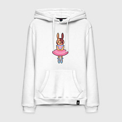 Толстовка-худи хлопковая мужская Зайка-балерина Милый мультяшный персонаж, цвет: белый