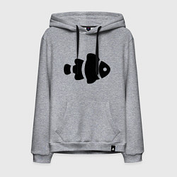 Толстовка-худи хлопковая мужская Обычная чёрная рыбка, цвет: меланж