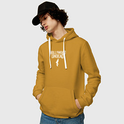 Толстовка-худи хлопковая мужская Hollywood Undead - logo, цвет: горчичный — фото 2