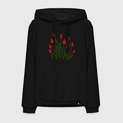 Толстовка-худи хлопковая мужская Simple Tulips, цвет: черный