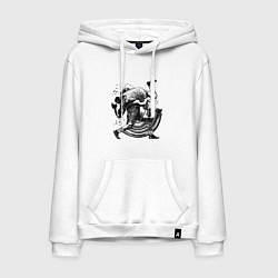 Толстовка-худи хлопковая мужская Борьба, цвет: белый