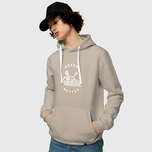 Мужская толстовка-худи Never better art / Миндальный – фото 3
