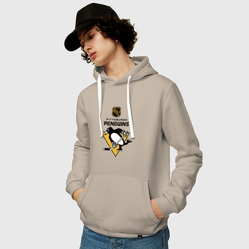 Мужская толстовка-худи Питтсбург Пингвинз НХЛ логотип / Миндальный – фото 3