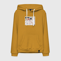 Толстовка-худи хлопковая мужская Дарованные вместе, цвет: горчичный