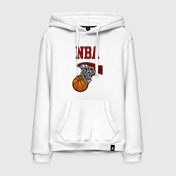 Толстовка-худи хлопковая мужская Basketball - NBA logo, цвет: белый