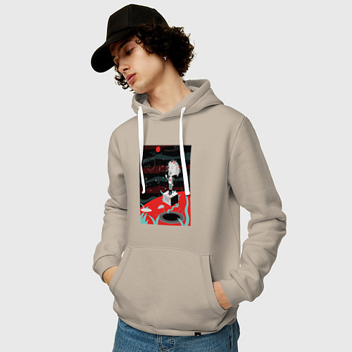 Мужская толстовка-худи Эйнштейн Рок-звезда / Миндальный – фото 3