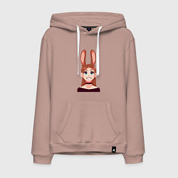 Толстовка-худи хлопковая мужская Girl - Bunny, цвет: пыльно-розовый