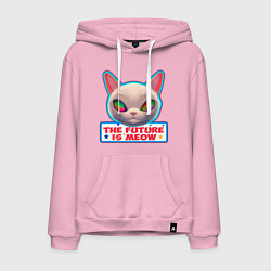 Толстовка-худи хлопковая мужская Будущее это мяу, цвет: светло-розовый