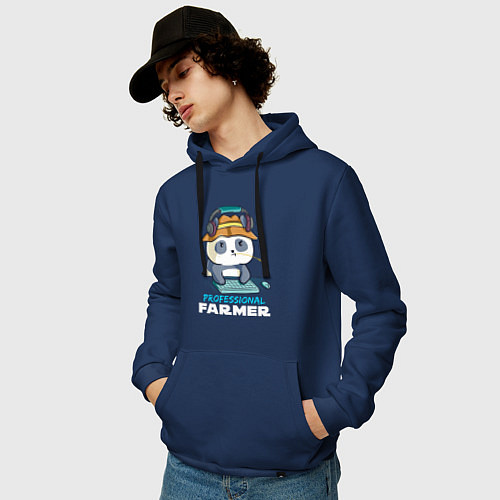 Мужская толстовка-худи Professional Farmer - панда геймер / Тёмно-синий – фото 3