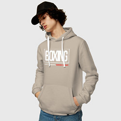 Толстовка-худи хлопковая мужская Boxing good night, цвет: миндальный — фото 2