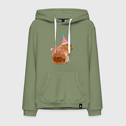Толстовка-худи хлопковая мужская Праздничная капибара, цвет: авокадо