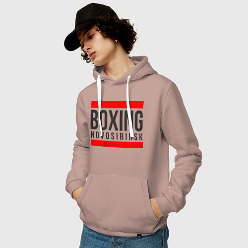 Мужская толстовка-худи Novosibirsk boxing team / Пыльно-розовый – фото 3