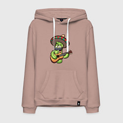 Толстовка-худи хлопковая мужская Кактус - Мексиканец, цвет: пыльно-розовый