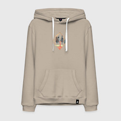 Толстовка-худи хлопковая мужская Оранжевая луна и жёлтая лиса, цвет: миндальный